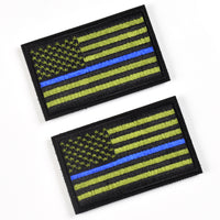 2 Pieces Tactical USA Flag Patch -Green & blue - American Flag US United States of America Military Uniform Emblem Patches