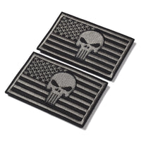 2 Pieces Dead Skull USA American Flag Tactical Morale Hook & Loop Patch