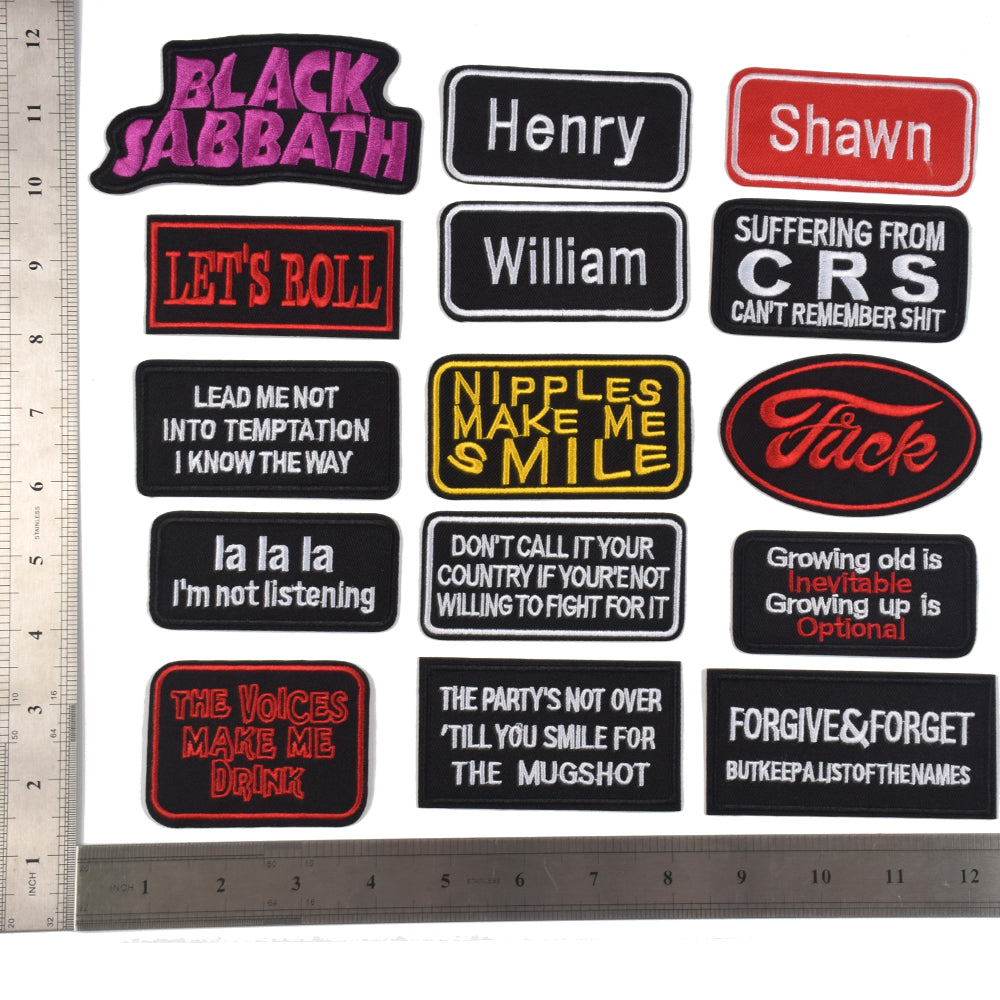 Words Slogan Cool Embroidered Iron on Patches, Cute Sewing Appliques, Let's Roll Set