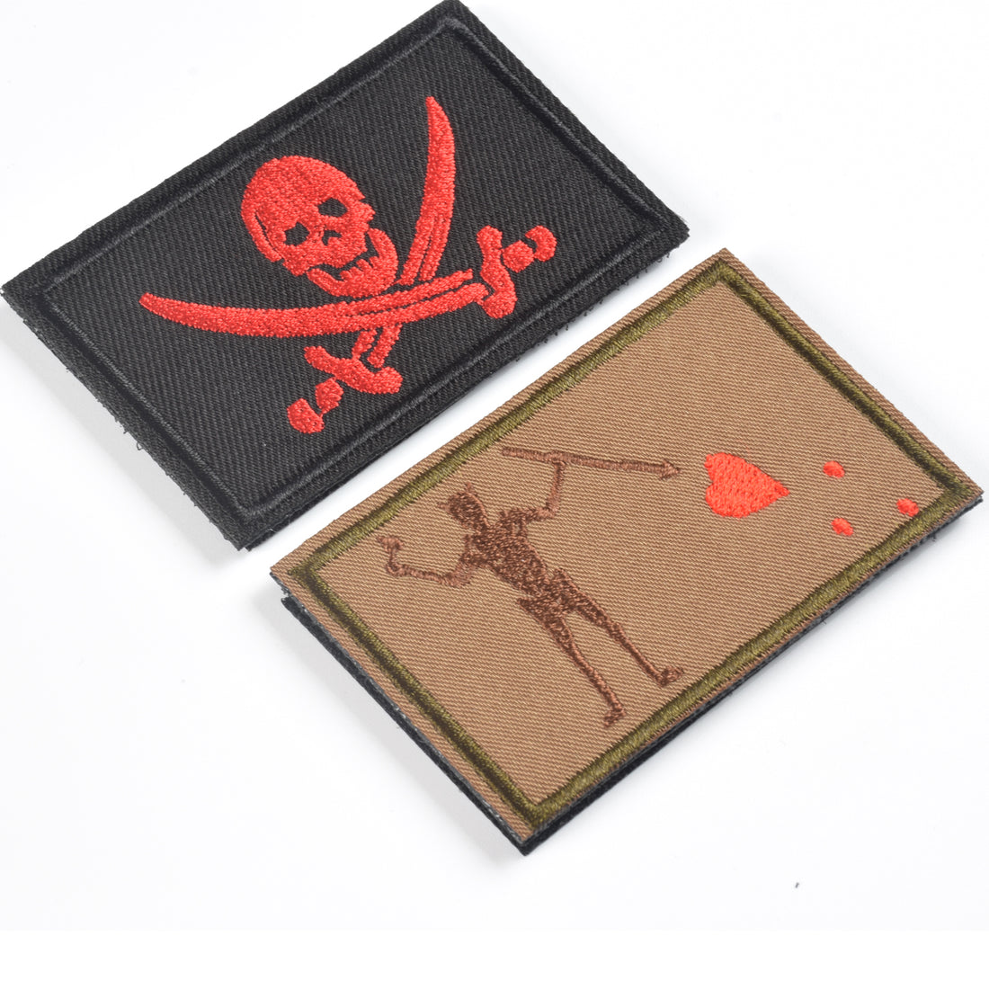 2 Pieces Blackbeard Pirate Flag Patch & Skull  Cross Sword Flag Jolly Roger Tactical Morale Embroidery Patch Military for Tactical Gear
