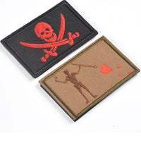 2 Pieces Blackbeard Pirate Flag Patch & Skull Cross Sword Flag Jolly Roger Tactical Morale Embroidery Patch Military for Tactical Gear
