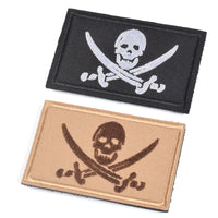 2 Pieces Pirate Skull & Cross Sword Flag Jolly Roger Tactical Morale Embroidery Patch Military for Tactical Gear