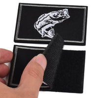 2Pcs Fishing Patches, Tactical Wildlife Largemouth Bass Patch, Black