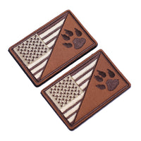 2Pcs Tactical US Flag with Tracker Paw Patriot Patches, Milltary Embroidered Applique Morale Hook & Loop Patch