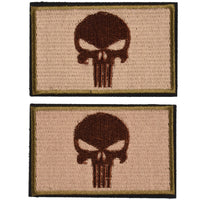 2 Pieces Dead Skull Tactical Patch - ATACS Tan