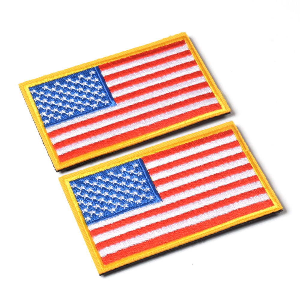 Gold Border American Flag Embroidered Patch