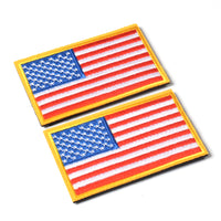 American Flag Embroidered Patch Gold Border USA United States of America Military Uniform Sew On Emblem