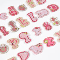 Iron on Sew on Letter Patches for Clothes, 26pcs Alphabet A to Z, Pink Sheep