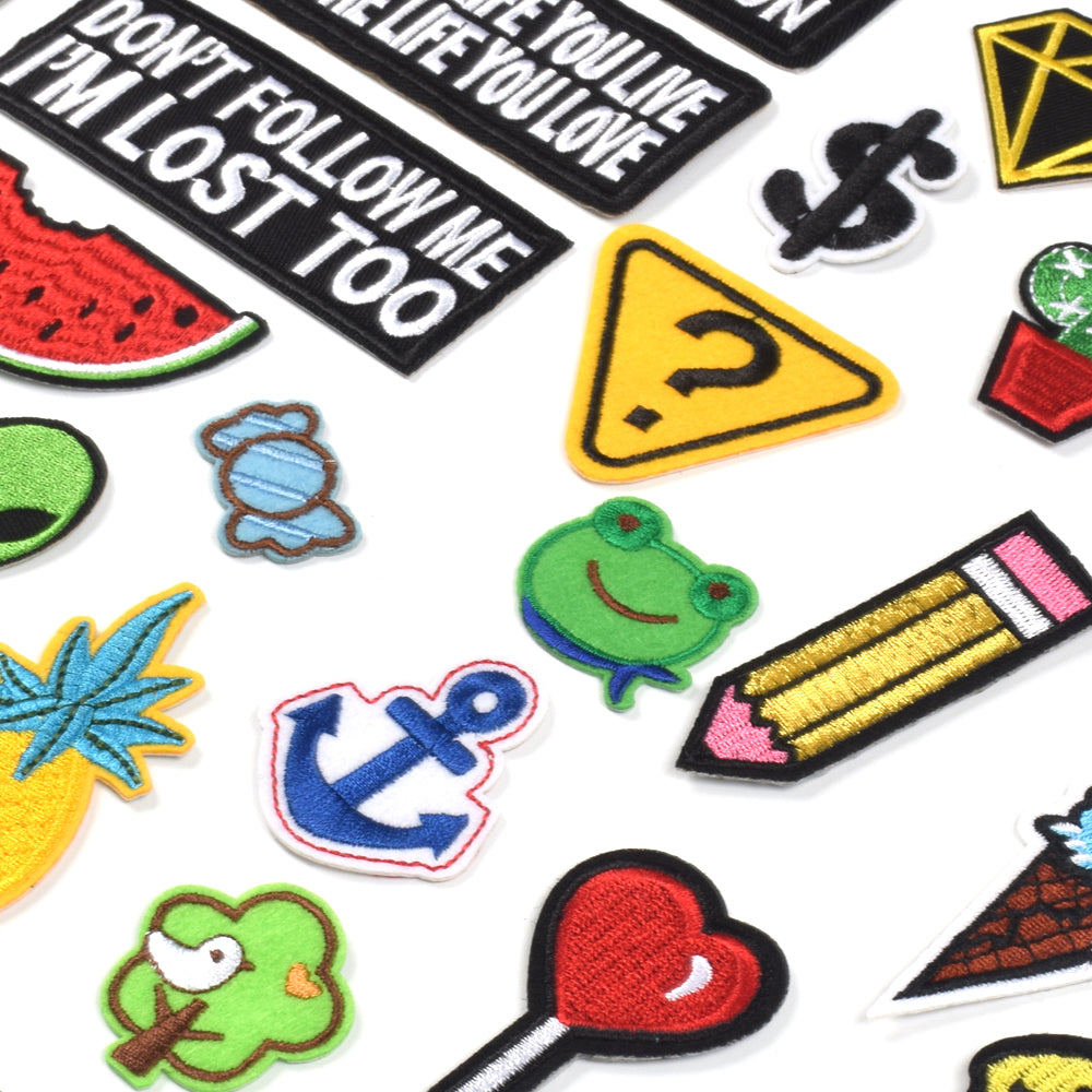 Words Slogan Cool Embroidered Iron on Patches, Cute Sewing Applique for Motorcycle Biker Jackets Jeans Backpacks Caps (22PCS)