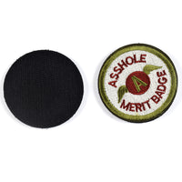 2 Pieces Asshole Merit Badge Morale Patch, Funny Tactical Military Morale Patch Hook & Loop, Green