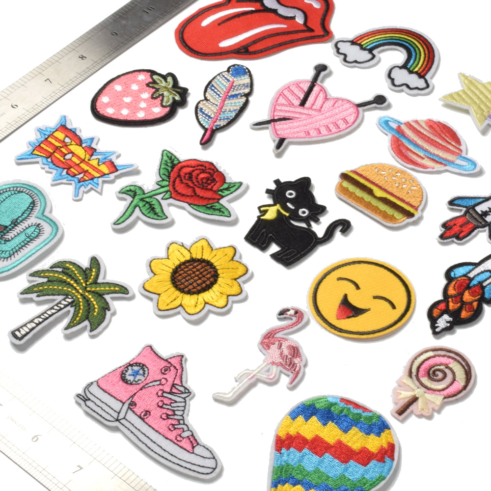 Embroidered Iron on Patches, Cute Sewing Applique for Jackets, Hats, Backpacks, Jeans, DIY Accessories, (22PCS)