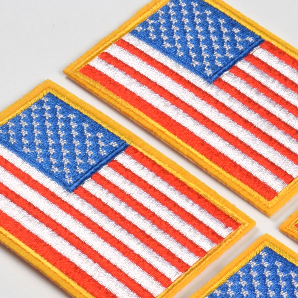 4 Pack American US Flag Patch, Embroidered Sew on Iron on Patches, 4PCS Golden Yellow Border