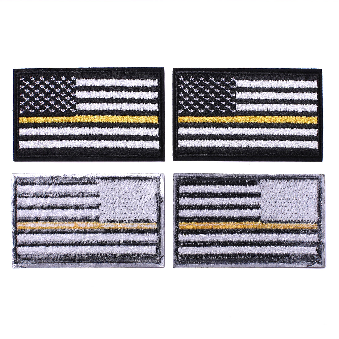 4 Pack American US Flag Patch, Embroidered Sew on Iron on Patches, 4PCS Black-yellow Thin