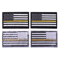 4 Pack American US Flag Patch, Embroidered Sew on Iron on Patches, 4PCS Black-yellow Thin