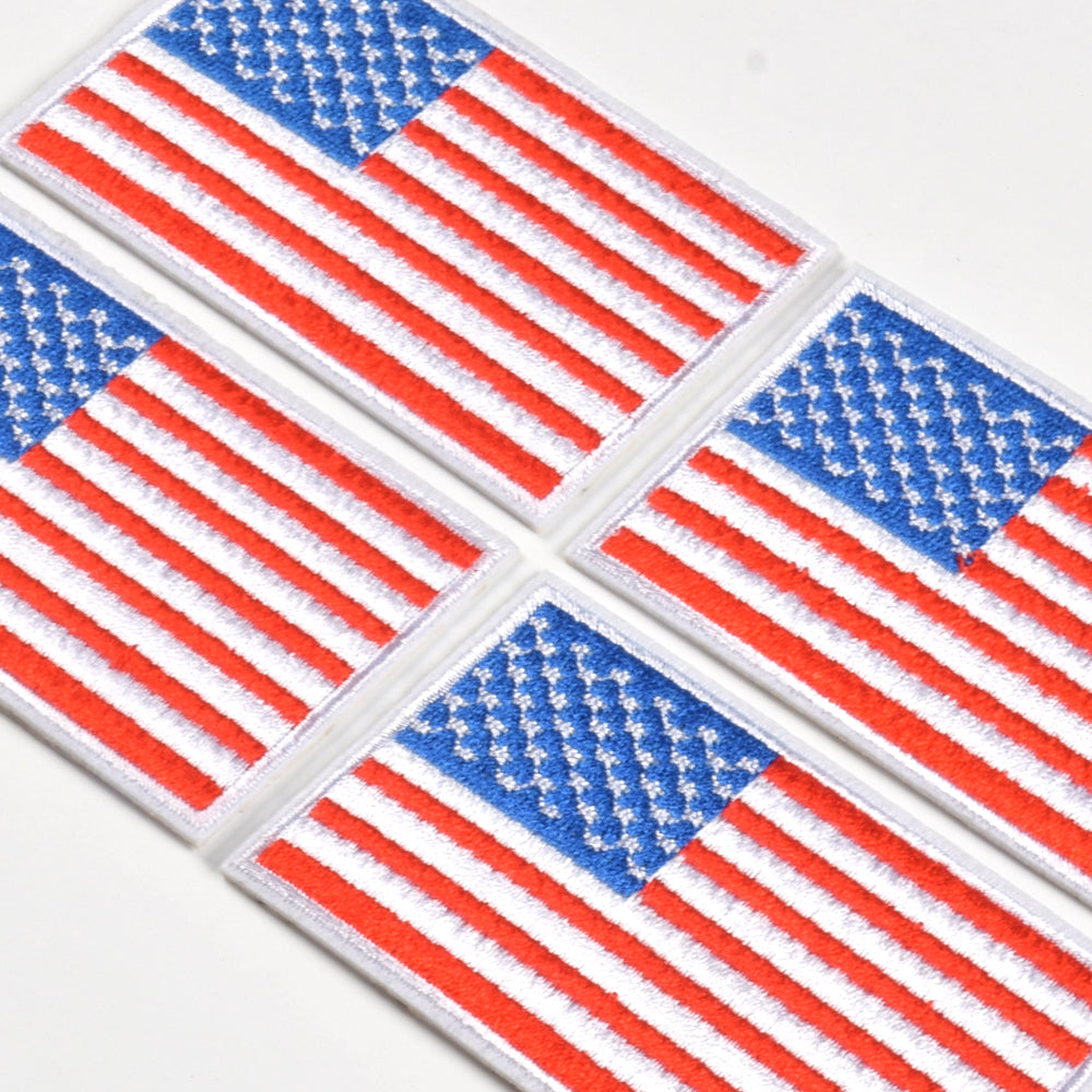4 Pack American US Flag Patch, Embroidered Sew on Iron on Patches, 4PCS Red and Blue