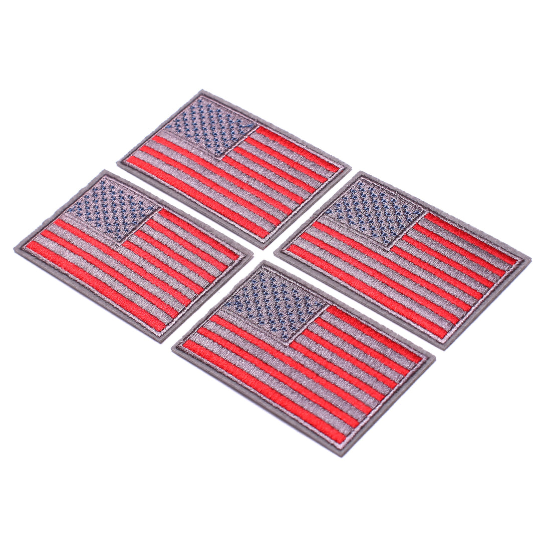 4 Pack American US Flag Patch, Embroidered Sew on Iron on Patches, 4PCS Red-grey Border