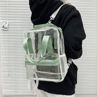 Iridescent Handles Bookbag, School Bag, Travel Bag, PVC Bag See Through Bag Clear Bag Stadium Approved, Transparent See Through Clear Backpack, School Bag for Work, Sports Games, Events