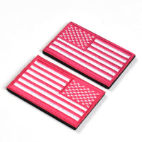 2 Pieces Tactical US American Flag Patch, Military USA United States of America Uniform Emblem Patches, Multitan-Reverse Pink