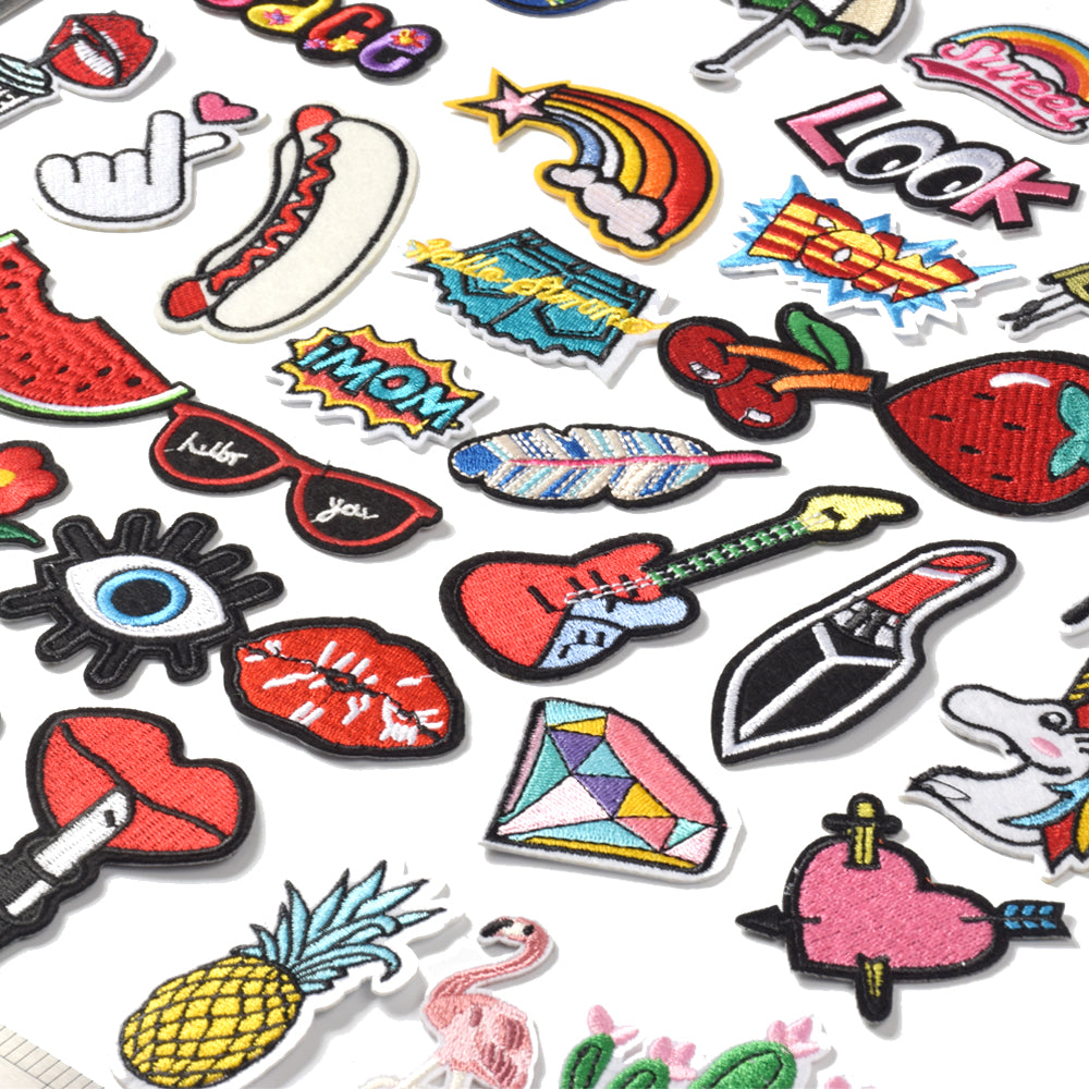 Embroidered Iron on Patches, Cute Sewing Applique for Clothes Dress, Assorted for Girls 40PCS