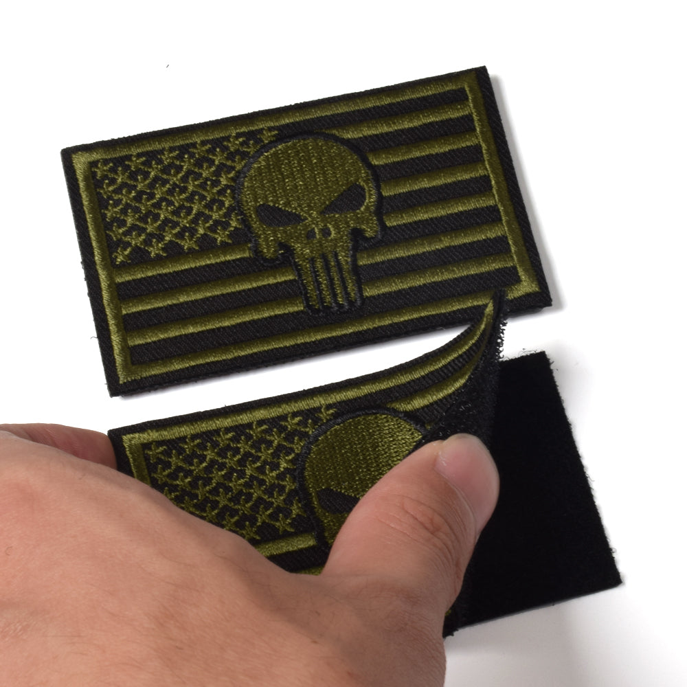 Bluyellow 2-Piece Red Dead Skull Patch, Embroidered Tactical Military Morale Velcro Patches with Hook and Loop Fasteners for Caps, Military Uniforms