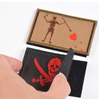 2 Pieces Blackbeard Pirate Flag Patch & Skull Cross Sword Flag Jolly Roger Tactical Morale Embroidery Patch Military for Tactical Gear