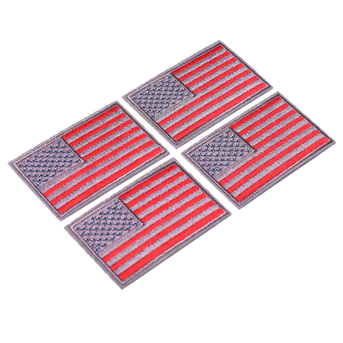 4 Pack American US Flag Patch, Embroidered Sew on Iron on Patches, 4PCS Red-grey Border