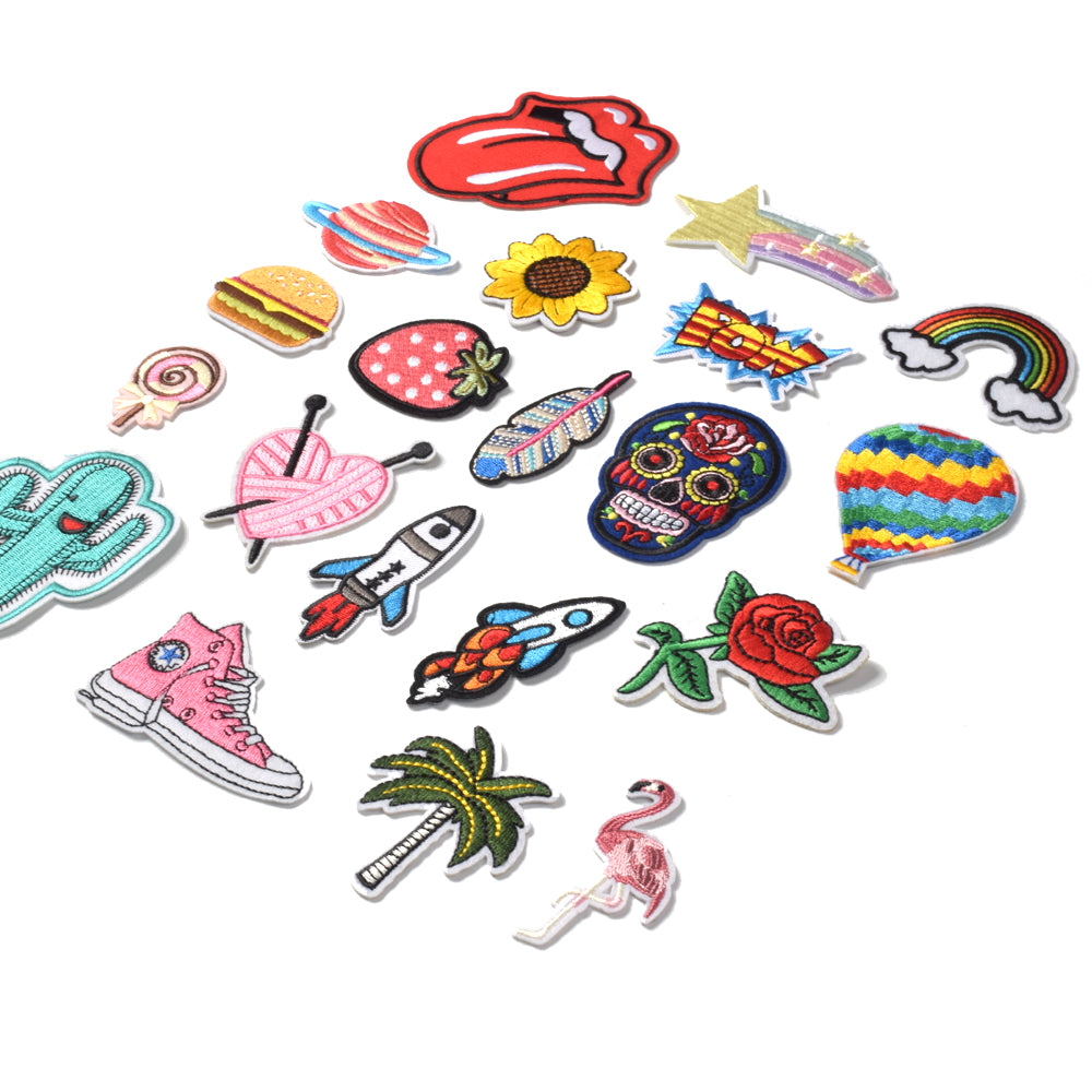 Embroidered Iron on Patches, Cute Sewing Applique for Clothes Dress, 20PCS