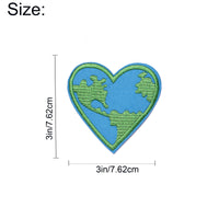 5Pcs Love The Earth Planet Heart Save Nature Save Logo Embroidered Iron on Patch for Clothes, Iron-on Patches / Sew-on Appliques Patches for Clothing, Jackets, Backpacks, Caps, Jeans