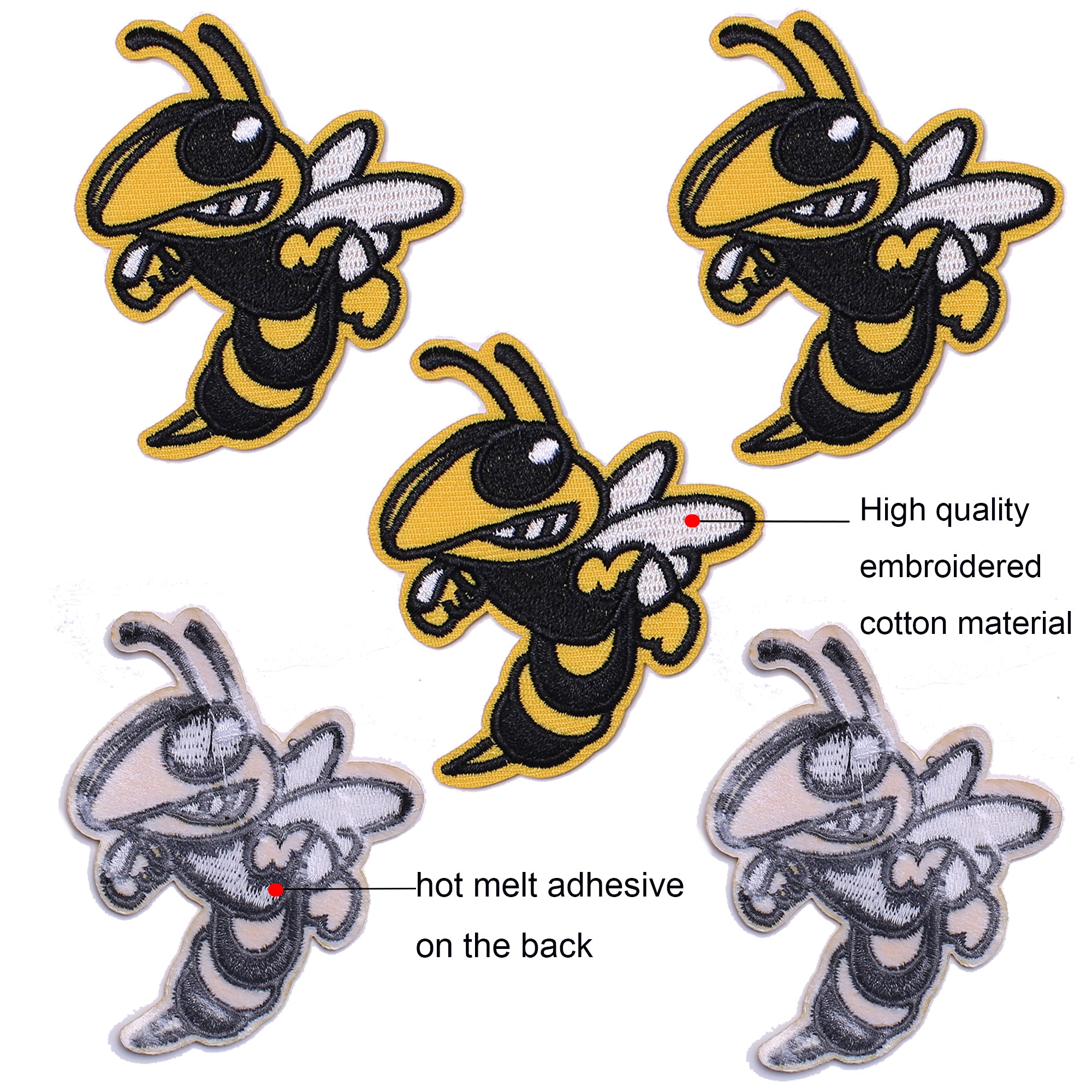 Hornet Patch, Yellow Jacket Patch, Hornet Iron On, Embroidered Felt Hornet  Patch 