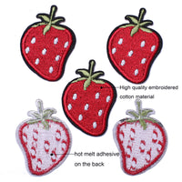 5Pcs Cute Strawberry Embroidered Iron on Patch for Clothes, Iron-on Patches / Sew-on Appliques Patches for Clothing, Jackets, Backpacks, Caps, Jeans