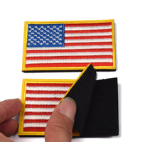 2 Pieces Tactical US American Flag Patch, Military USA United States of America Uniform Emblem Patches, Multitan-Reverse Gold Border