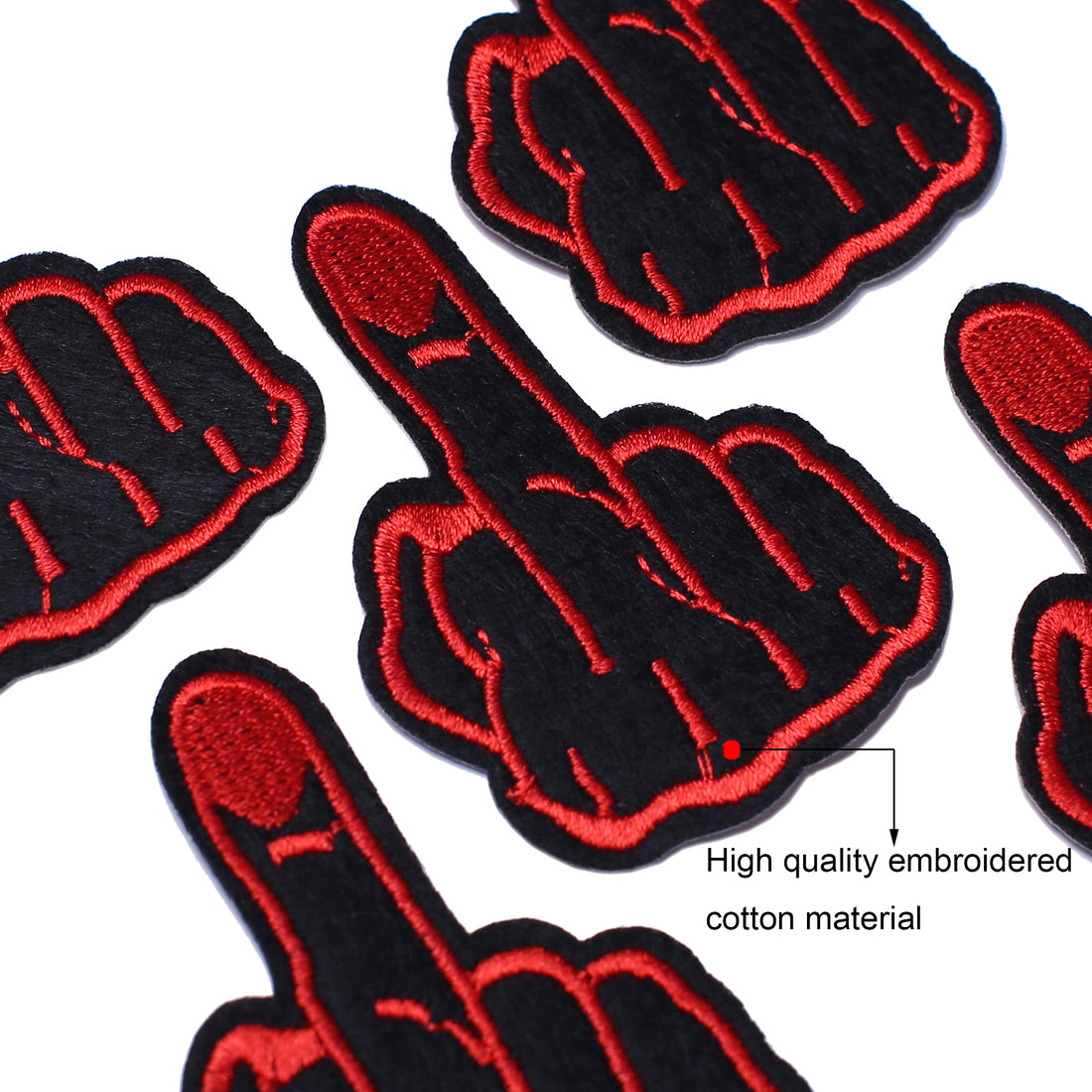 5Pcs Middle Finger Embroidered Iron on Patch for Clothes, Iron-on Patches / Sew-on Appliques Patches for Clothing, Jackets, Backpacks, Caps, Jeans