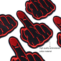 5Pcs Middle Finger Embroidered Iron on Patch for Clothes, Iron-on Patches / Sew-on Appliques Patches for Clothing, Jackets, Backpacks, Caps, Jeans