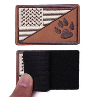 2Pcs Tactical US Flag with Tracker Paw Patriot Patches, Milltary Embroidered Applique Morale Hook & Loop Patch