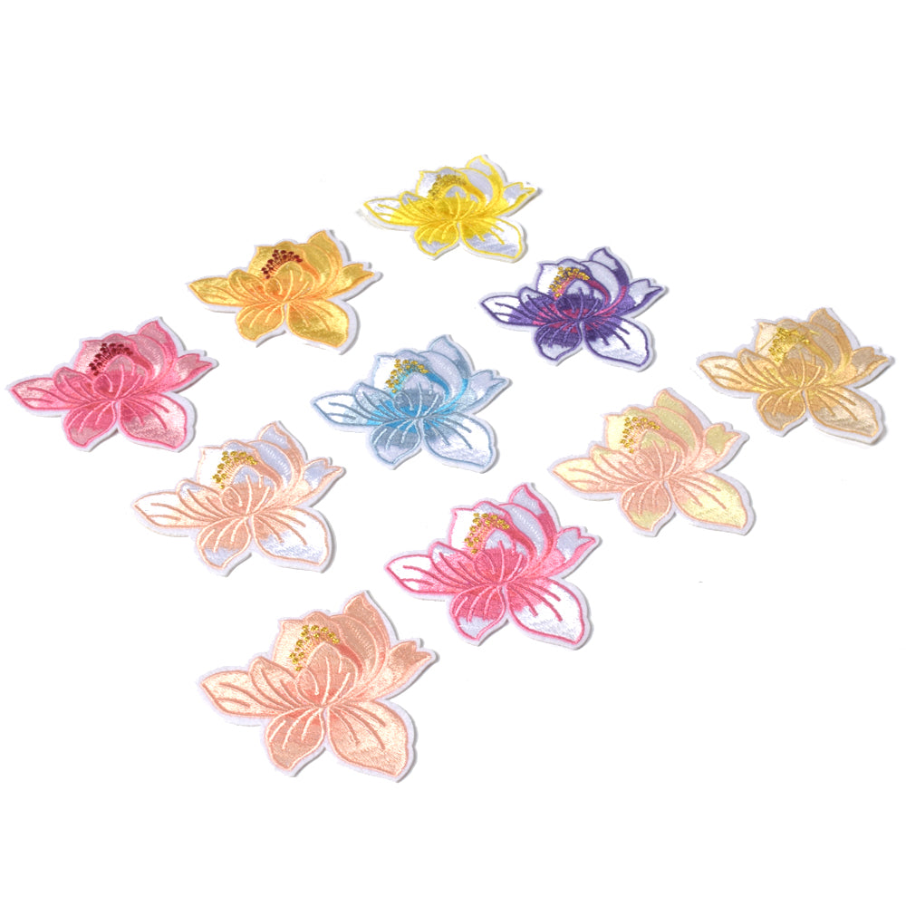 Embroidered Iron on Patches, Cute Sewing Applique for Clothes Dress, 3.14 inch Flowers