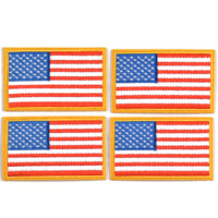 4 Pack American US Flag Patch, Embroidered Sew on Iron on Patches, 4PCS Golden Yellow Border