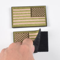 2 Pieces Tactical US American Flag Patch, Military USA United States of America Uniform Emblem Patches, Multitan-Reverse Green