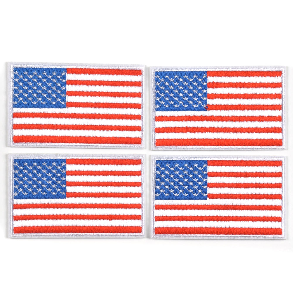 4 Pack American US Flag Patch, Embroidered Sew on Iron on Patches, 4PCS Red and Blue