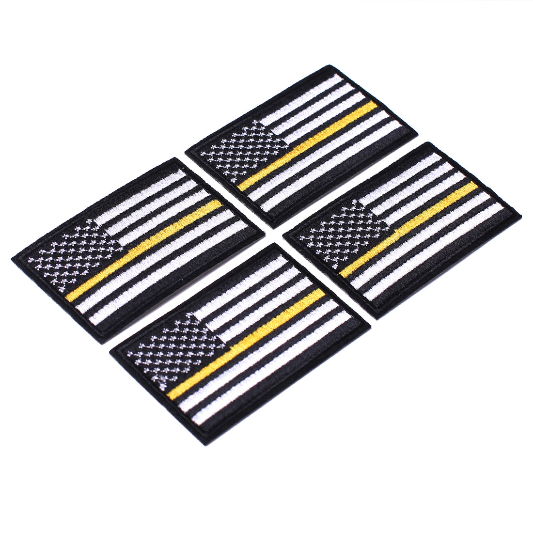 4 Pack American US Flag Patch, Embroidered Sew on Iron on Patches, 4PCS Black-yellow Thin