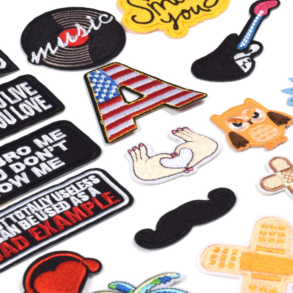 Words Slogan Cool Embroidered Iron on Patches, Cute Sewing Applique for Motorcycle Biker Jackets Jeans Backpacks Caps (22PCS)