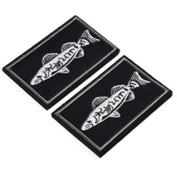2Pcs Fishing Patches, Tactical Wildlife Walleye Patch, Black