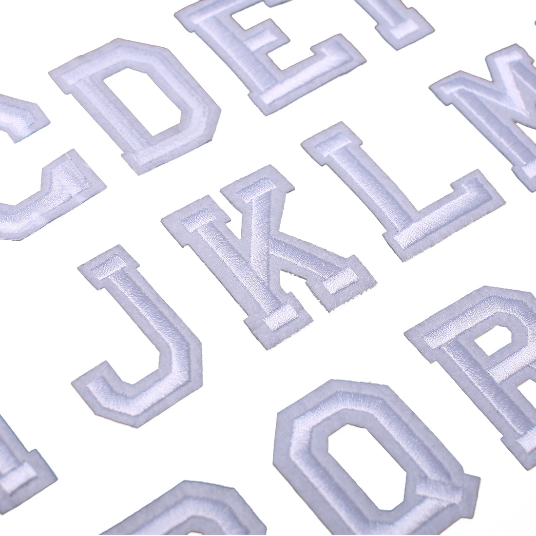 Iron on Sew on Letter Patches for Clothes, 26pcs Alphabet A to Z, Classic White