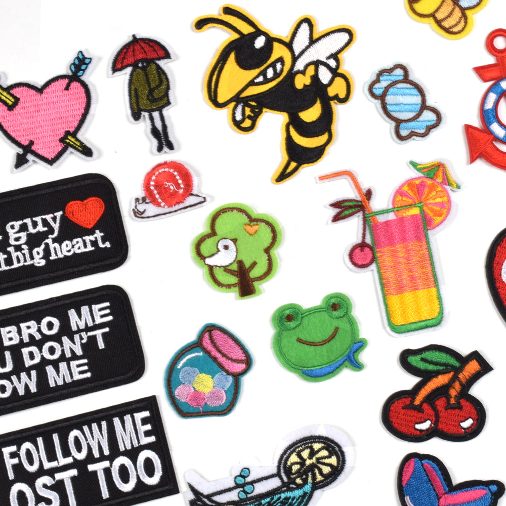 Words Slogan Cool Embroidered Iron on Patches, Cute Sewing Applique for Motorcycle Biker Jackets Jeans Backpacks Caps (22PCS)