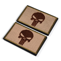 2 Pieces Dead Skull Tactical Patch - ATACS Tan