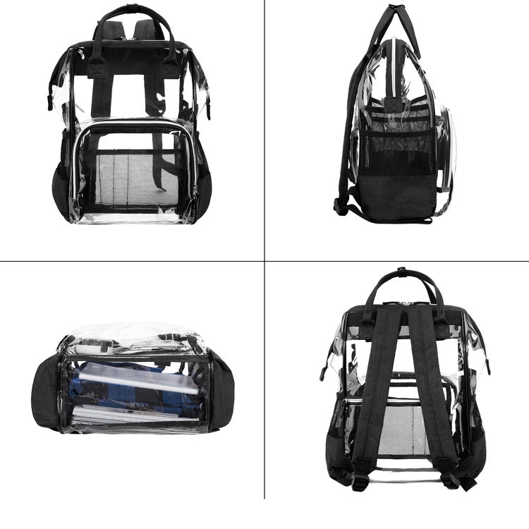School Bag, Diaper Bag, Travel Bag, PVC Bag See Through Bag Clear Bag Stadium Approved, Transparent See Through Clear Backpack, School Bag for Work, Sports Games
