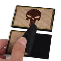 2 Pieces Dead Skull Tactical Patch - ATACS Tan