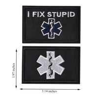 I Fix Stupid EMT Medic Funny Patches, Tactical Military Morale Patch Hook & Loop Tactical Patch