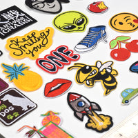 Words Slogan Cool Embroidered Iron on Patches, Cute Sewing Applique for Motorcycle Biker Jackets Jeans Backpacks Caps (22PCS)