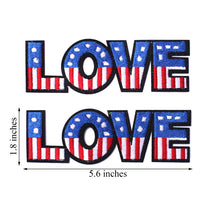 2 Pack American US Flag Patch, Embroidered Sew on Iron on Patches, Love and US Flag