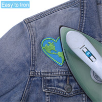5Pcs Love The Earth Planet Heart Save Nature Save Logo Embroidered Iron on Patch for Clothes, Iron-on Patches / Sew-on Appliques Patches for Clothing, Jackets, Backpacks, Caps, Jeans